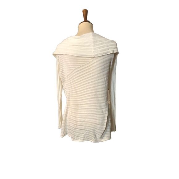 Cache white long sleeved ribbed knit pullover style sweater with cowl neck. Size - Picture 6 of 11